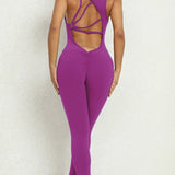 Women's Beautiful Back Sleeveless Elastic Tights Jumpsuit
