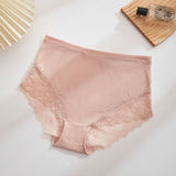 Women's Sexy Semi Sheer Mid-Waist Lace Stitching Breathable Briefs