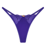 Sexy Lace Hollow Out Elastic Thong Low Rise Flower Decor Bikini Panties
