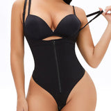 Women's Sexy Tummy Control Open Bust Body Shaper Zipper Plus Size Thong Shapewear