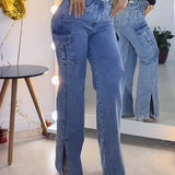 Sorelyne® Women's Zipper Cargo Jeans with Side Slits