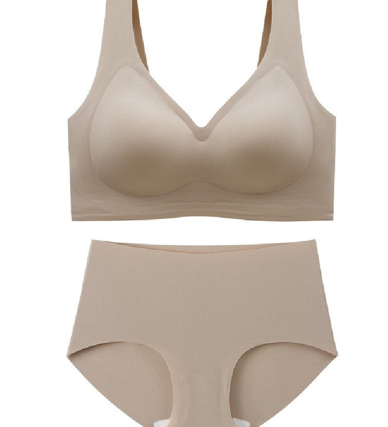 Women's Wirefree Underwear Set Seamless Ultra Comfort Daily Bras With High Waist Panties