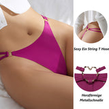 Women's Seamless Thong Low Waist Metal Ring Sexy Temptation Intimates T Pants