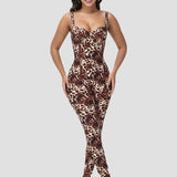 Sorelyne® Sexy Leopard Print Suspenders Jumpsuit Built in Bra