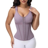 Sorelyne® Women's Boned Latex Zipper Corset Tummy Control Body Shaper Vest With Bra