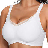 Mesh Patchwork V Neck Comfort Seamless Push up Shaping Bra