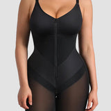 Full-Body Compression Girdle Shaper with Mesh Thigh Panels
