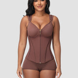 Double Compression Long Slimming Girdle Waist Trainer Zipper Vest with Bra