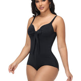 Sorelyne® Shaping V Neck Swimsuit with Zipper and Bow