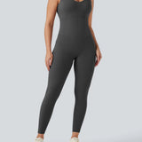 UltraSculpt™ V Neck Tummy Control Butt Lifting Workout Jumpsuit with Pockets