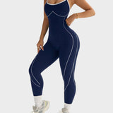 Seamless Skinny Crisscross Cutout Back Butt Lifting Full Length Jumpsuit