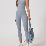 Front Zip High Waist Butt Lifting Workout One Piece Jumpsuit
