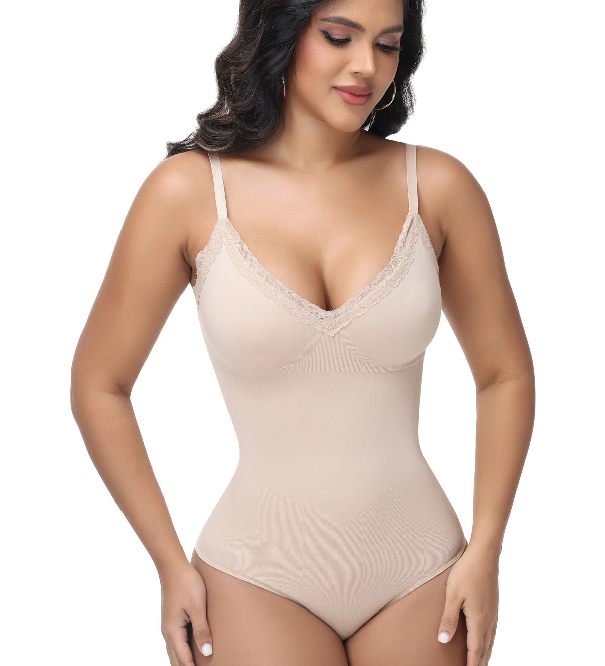 Sorelyne® Lace Trimmed Seamless Hip Lift Shapewear Bodysuit