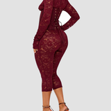 Lace Corset Long-sleeved Hourglass Jumpsuit