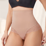 Seamless Lace Tummy Control Shapewear Panties High Waist Compression Thong Underwear