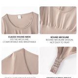 Seamless Short Sleeve Thong Bodysuit Tummy Control Round Neck Body Shaper