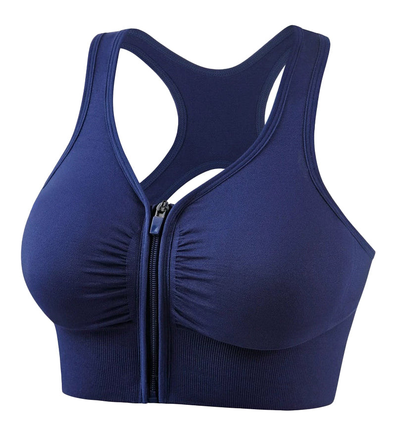 Women's Shockproof Push up Bra Hollow Back with Front Zipper