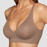 Seamless V-Neck Wireless Push Up Bra