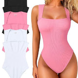 Sorelyne® Square Neck Sleeveless Knit Ribbed Seamless Tummy Control Tank Tops Bodysuit