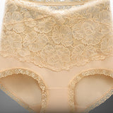 Women's V-shaped High Waist Floral Lace Briefs Sexy Tummy Control Soft Panties