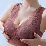 V Neck Lace Thin Anti Exposure Seamless Minimizer Vest Bra