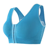 Women's Plus Size Front Buckle Solid Hollow Breathable Wireless Sports Bra