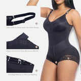 Lace Trim Adjustable Strap Tummy Control Butt Lifting Zipper Bodysuit