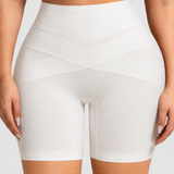 High Waist Seamless Cross Mesh Splice Tummy Control Butt Lifting Underwear Shaper Shorts