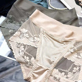 High-End Satin Light Luxury Lace High-Waisted Belly Pants