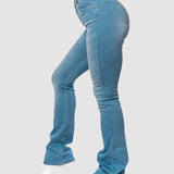 High Waisted Slim Stretch Skinny Flare Jeans