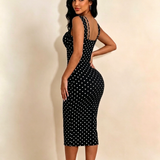 Women's Sexy Slim-Fit Stretchy Classic Polka Dot Hourglass Maxi Dress (Upgraded fabric)