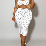 Polka Dot Print Sexy Hip-Lifting Capri Pants Set