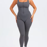 High Compression Front Zip SleevelessTummy Control Butt Lifting Shapewear Active Jumpsuit