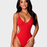 V Neck Cutout Sexy Backless One Piece Swimsuit