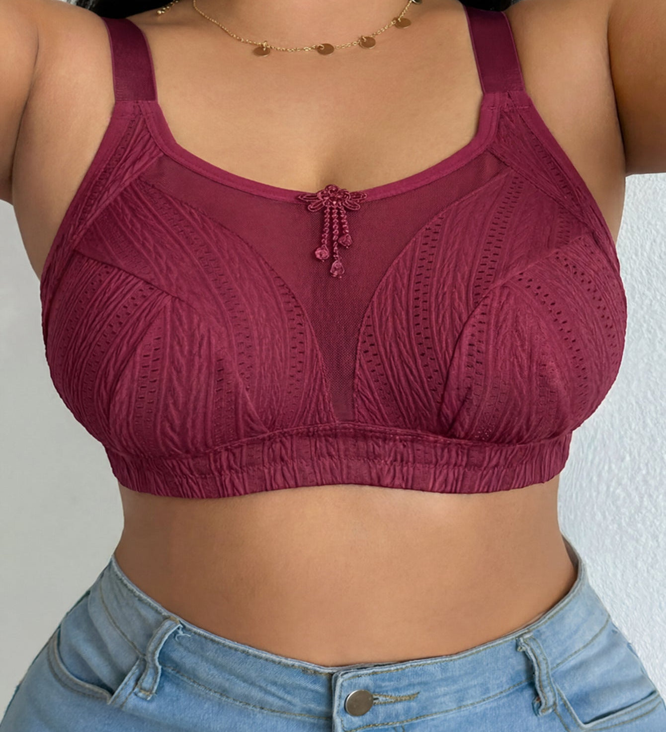 Mesh Adjustable Strap Plus Size Support Shapewear Bra