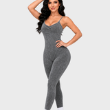 Adjustable Strap Open Back Sculpt Workout Jumpsuit