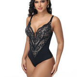 Sorelyne® Sexy Plunge Lace Shapewear Bodysuit With Hook Crotch