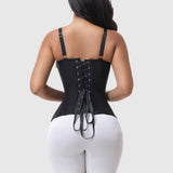 Draped Cowl Neck Side Zipper Adjustable Strap Waist Cincher Shaping Vest
