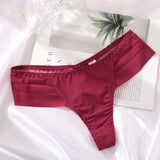 Women's Sexy Striped Ice Silk Panties Seamless Low Waist Breathable Thong
