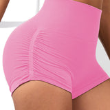 Side Drawstring High Waist Threaded Solid Color Yoga Shorts