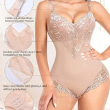 Lace V neck Tummy Control Sculpting Full Body Shapewear Bodysuit