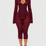 Lace Corset Long-sleeved Hourglass Jumpsuit