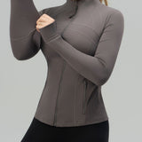 Long Sleeve Cropped Workout Coat Fitted Yoga Jacket