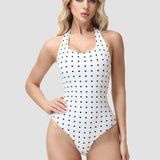 Polka Dot Halter Corset One-Piece Swimsuit