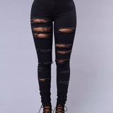 High-waist Stretch Ripped Skinny Jeans