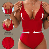 Shapewear Tummy Control Push Up V-Neck One-Piece Swimsuit