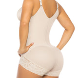 Lace-trimmed Tummy Control Zipper Shapewear Bodysuit