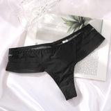 Women's Sexy Striped Ice Silk Panties Seamless Low Waist Breathable Thong