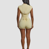 Detachable Corset Hourglass Waist Cincher Playsuit Two-Piece Set