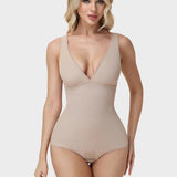 V Neck Lace Trim Sleeveless Bodysuit Tummy Control Butt Lifting Shaper